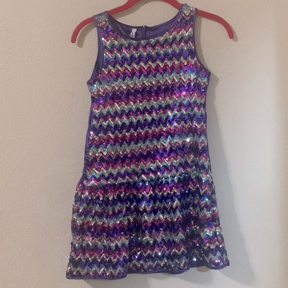 Fabkids Multicolored Sequined Special occasion Dress for Girls Size 10